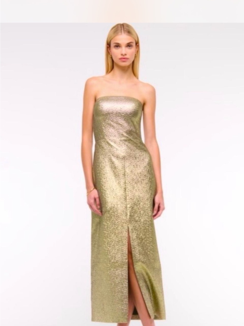 Abercrombie & Fitch Strapless Metallic Olive-Gold Gown